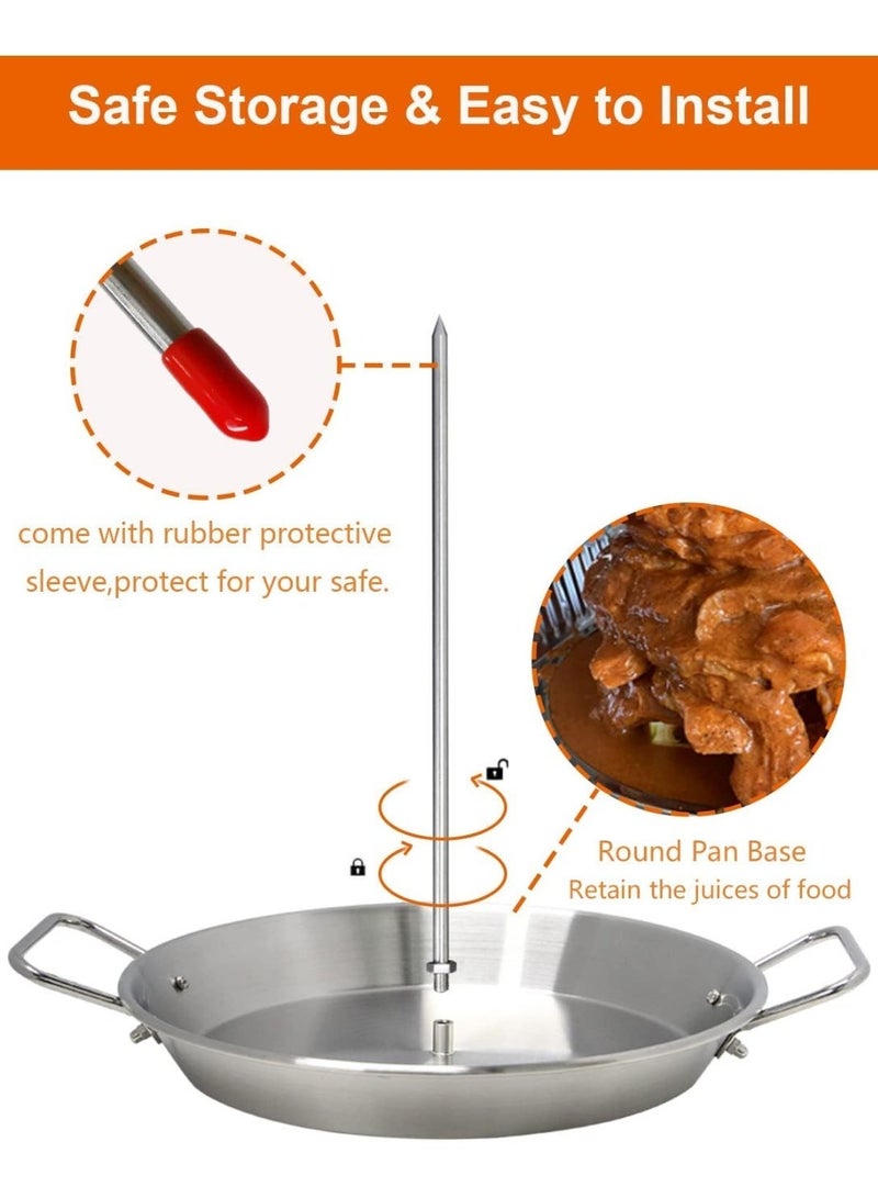 BBQ Vertical Skewer Pan Gyro Spit Shawarma Stand for oven, Al Pastor Skewer for Grill, El Pastor Hack for Tacos Al Pastor Chicken, Brazilian, Stainless Steel, with 8",10" stick - Image 2